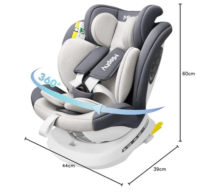 Miophy I-Size 360°drehbar Kindersitz, Gruppe 0+1/2/3, 0-12 Jahre, 40-150 cm, Baby Autositz mit isofix - Meloni2