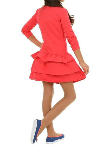 Dykmod Girls Dress Pleated Short Sleeve Long Sleeve Autumn Winter Dresses for Children Festive Winter Dress Flowers Spring Summer Made of Cotton 