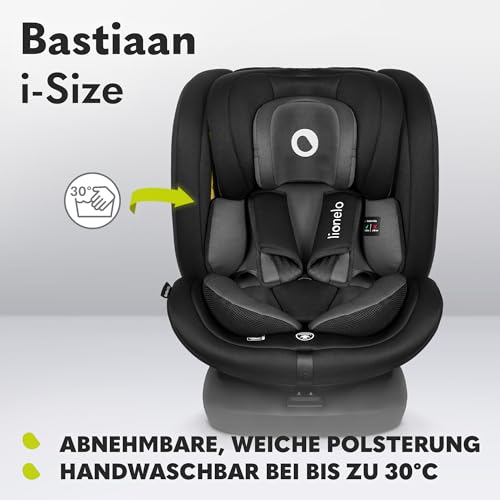 LIONELO Bastiaan i-Size One 360o drehbarer Autositz für Kinder von 40-150 cm, Montage in Fahrtrichtung und entgegen der Fahrtrichtung möglich, ISOFIX Pas TopTether Einstellbare Rückenlehne