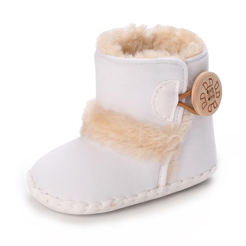 Baby Winter Warm Snow Boots Newborn Baby Girls Boys Soft Sole Buttons Fleece Boots Infant Toddler First Walker Shoes
