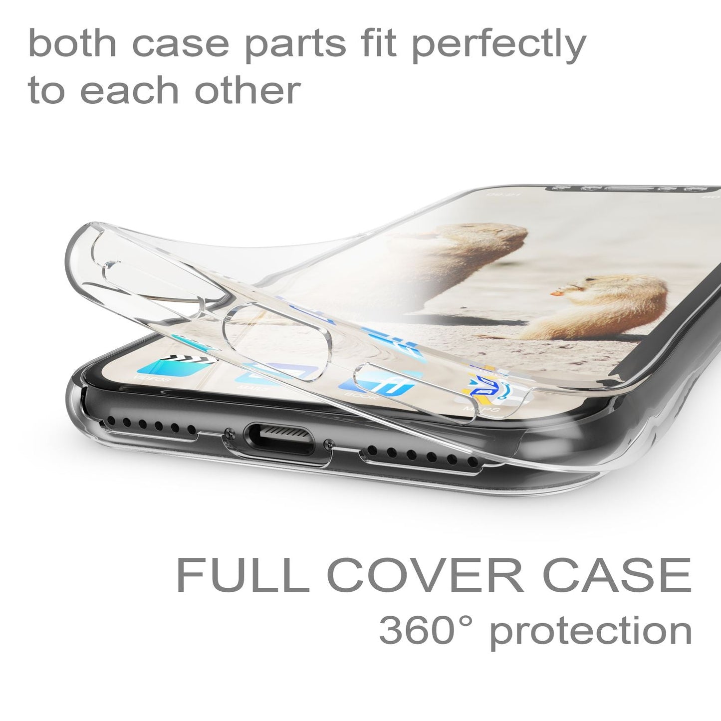 NALIA 360 Grad Hülle kompatibel mit iPhone XS X, Glitter Handyhülle Full Cover vorne & hinten Doppel-Schutz, Dünnes Ganzkörper Case Silikon, Transparenter Displayschutz & Rückseite