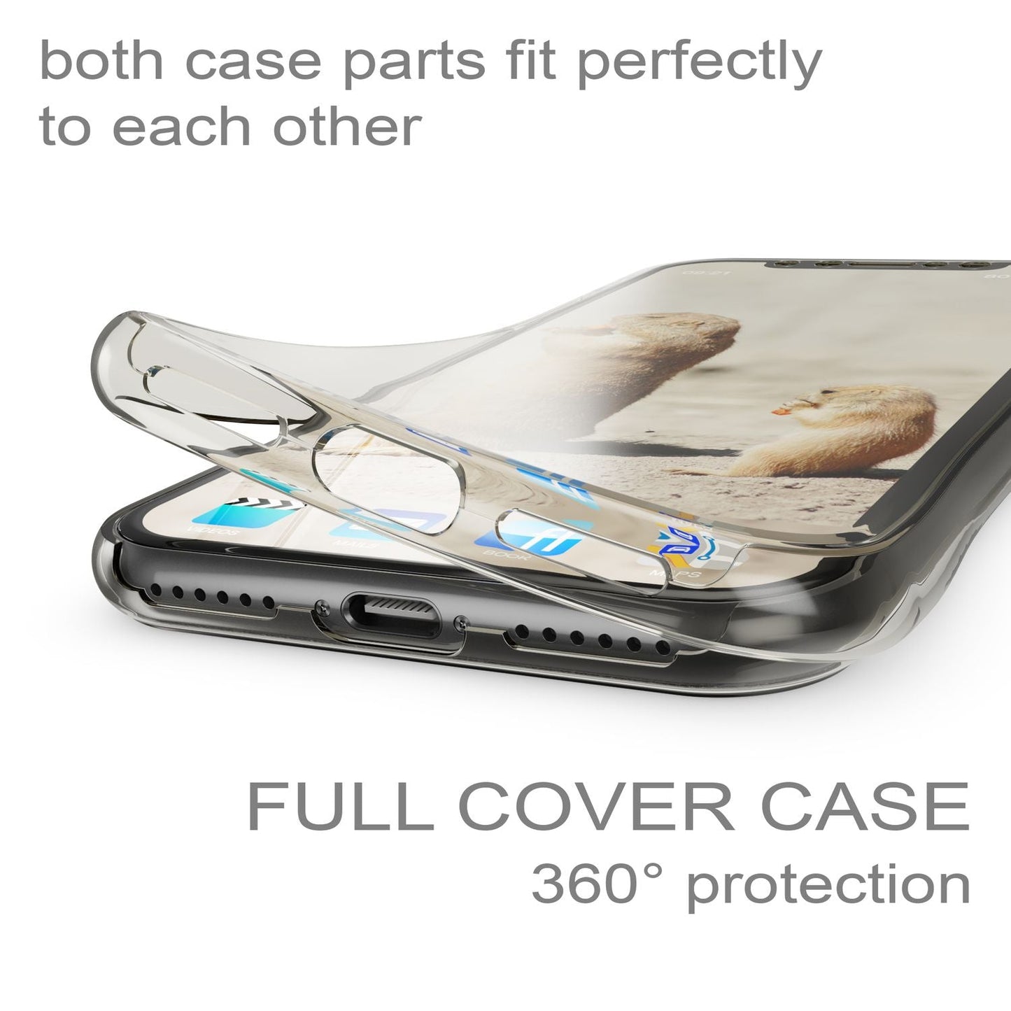 NALIA 360 Grad Hülle kompatibel mit iPhone XS X, Glitter Handyhülle Full Cover vorne & hinten Doppel-Schutz, Dünnes Ganzkörper Case Silikon, Transparenter Displayschutz & Rückseite