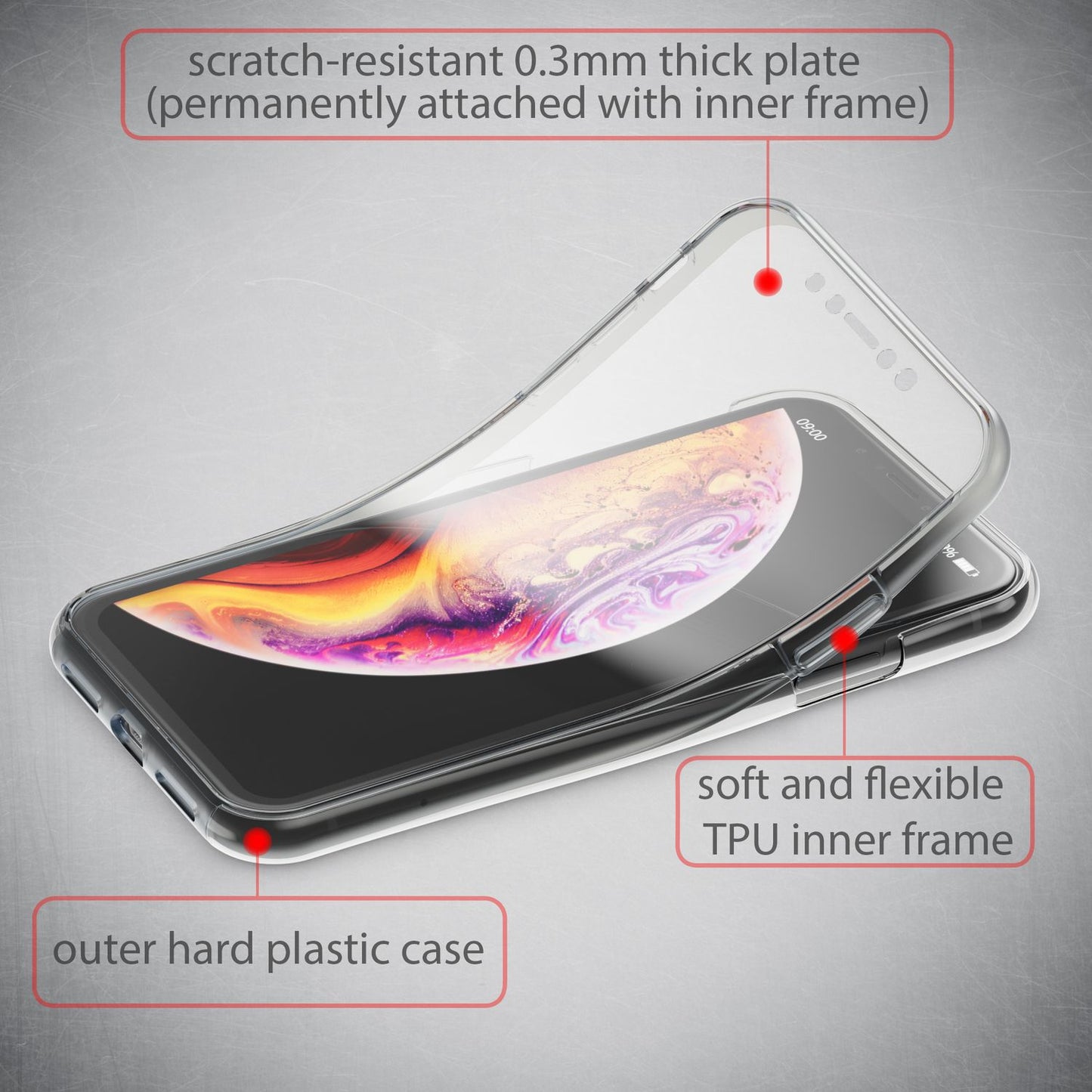NALIA 360° Hülle für iPhone XR – Vorne & Hinten Schutz – 360GUARD (Full-Body Case) – Marke aus Berlin