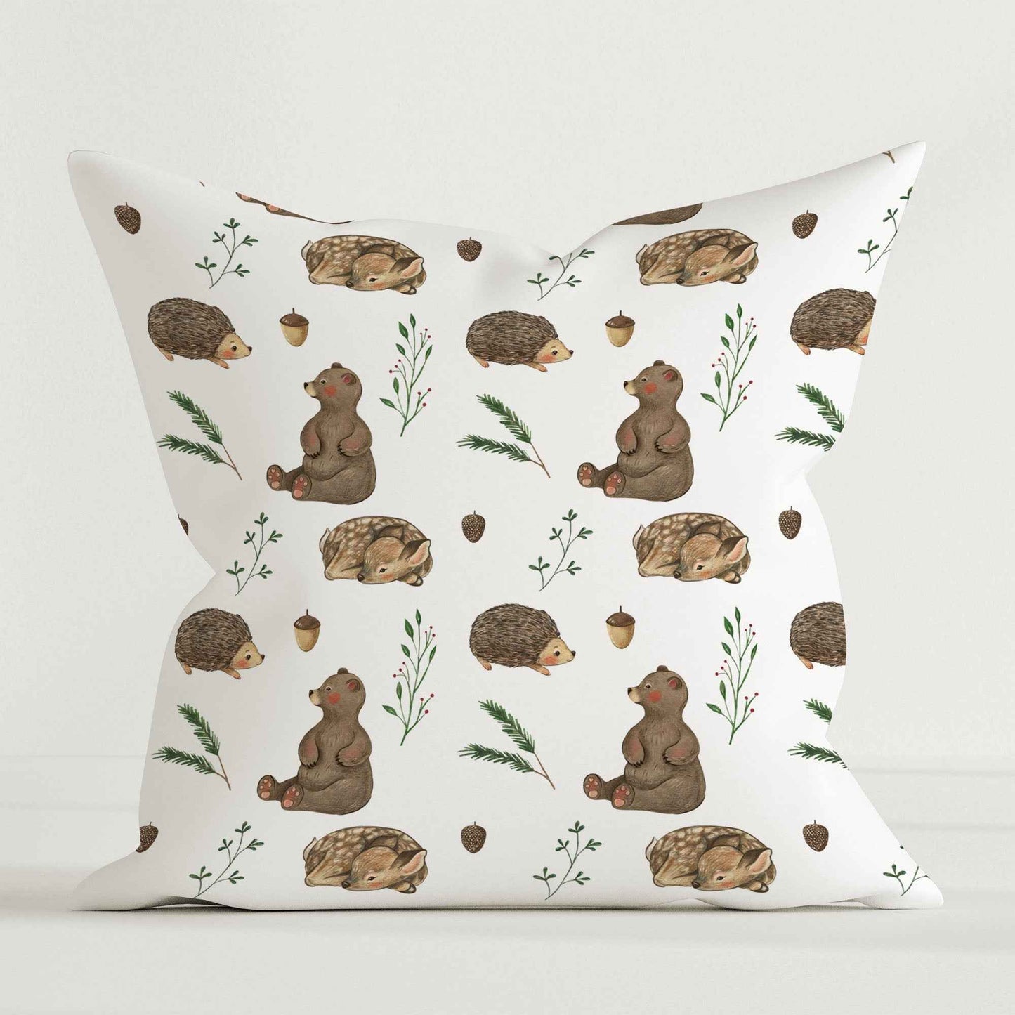 “Bär, Igel, Reh” Premium Kinder Dekokissen