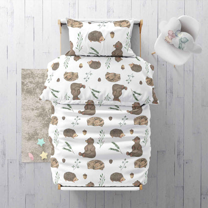 “Bär, Igel, Reh” Premium Kinderbettwäsche