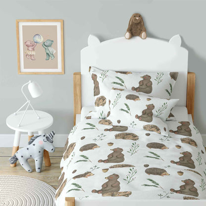 “Bär, Igel, Reh” Premium Kinderbettwäsche