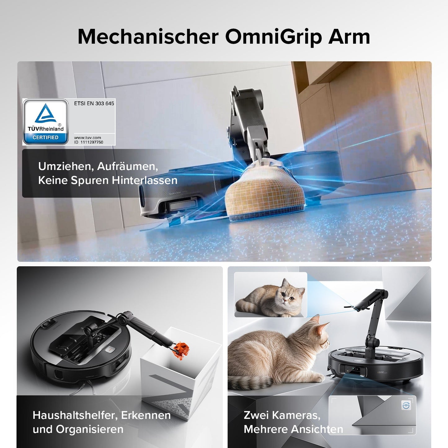 Roborock Saros Z70 Staubsaugerroboter mit mechanischem OmniGrip™ Arm