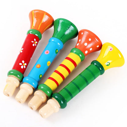 Kleine Kindertröte Trompete aus Holz für Kinder ab 3 Jahre – Blasinstrument im Harmonika-Stil