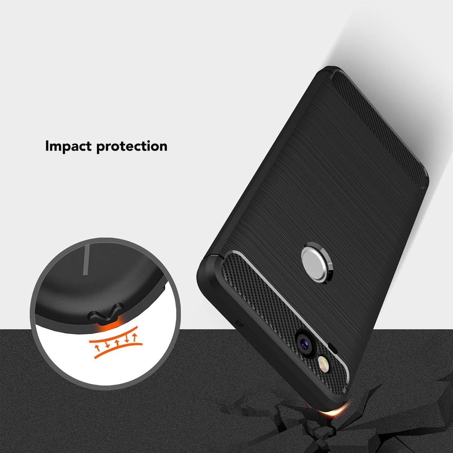 NALIA Silikonhülle für Google Pixel 2 – Rutschfest & Matt – VORTEX (Gebürstete Optik & Carbon Design) – Marke aus Berlin