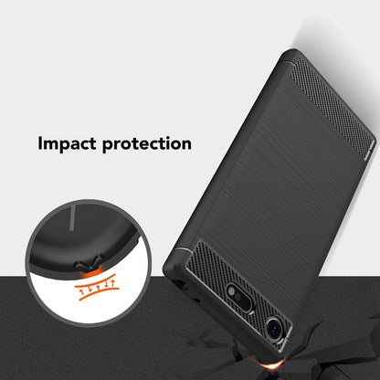 NALIA Silikonhülle für Sony Xperia XZ1 Compact – Rutschfest & Matt – VORTEX (Gebürstete Optik & Carbon Design) – Marke aus Berlin