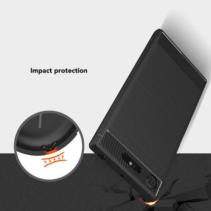 NALIA Silikonhülle für Sony Xperia XZ1 – Rutschfest & Matt – VORTEX (Gebürstete Optik & Carbon Design) – Marke aus Berlin