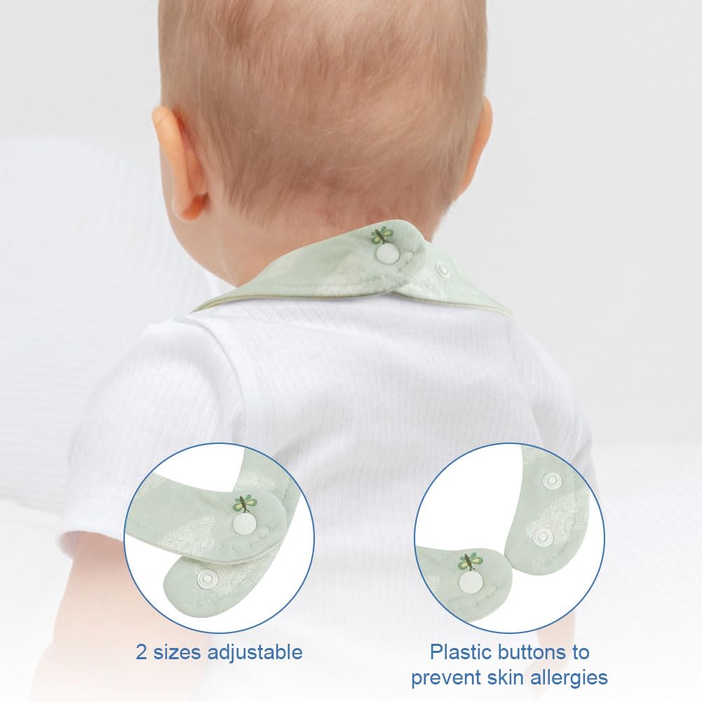 Vicloon Baby Bibs, 8 Pack Soft Absorbent and Waterproof Bibs Dribble Bibs Burp Cloths Baby with Snap Fastener for Baby Boys and Girls Toddlers 