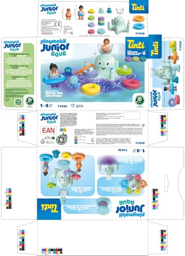PLAYMOBIL Junior Aqua Tinti Sustainable Toy for Children from 1 Year Old Colourful Squid with Rings for Colour Sorting 71438