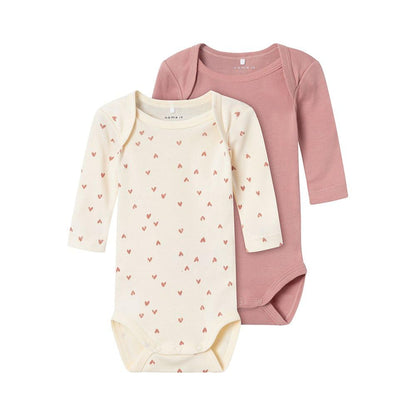 NAME IT Baby - Mädchen Nbfbody 2p Ls Buttercream Hearts Noos