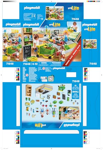 PLAYMOBIL MyLife Promo Pack 71648 Bio-Supermarkt, inklusive Kasse mit Warenlaufband, Einkaufswagen und DREI Figuren, detailreiches Spielzeug für Kinder ab 4 Jahren