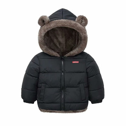 Natashas Baby Children's Winter Jacket Coat with Hood Jacket Warm Baby Cute Plush Bear Ears Boys Girls Cotton Jacket
