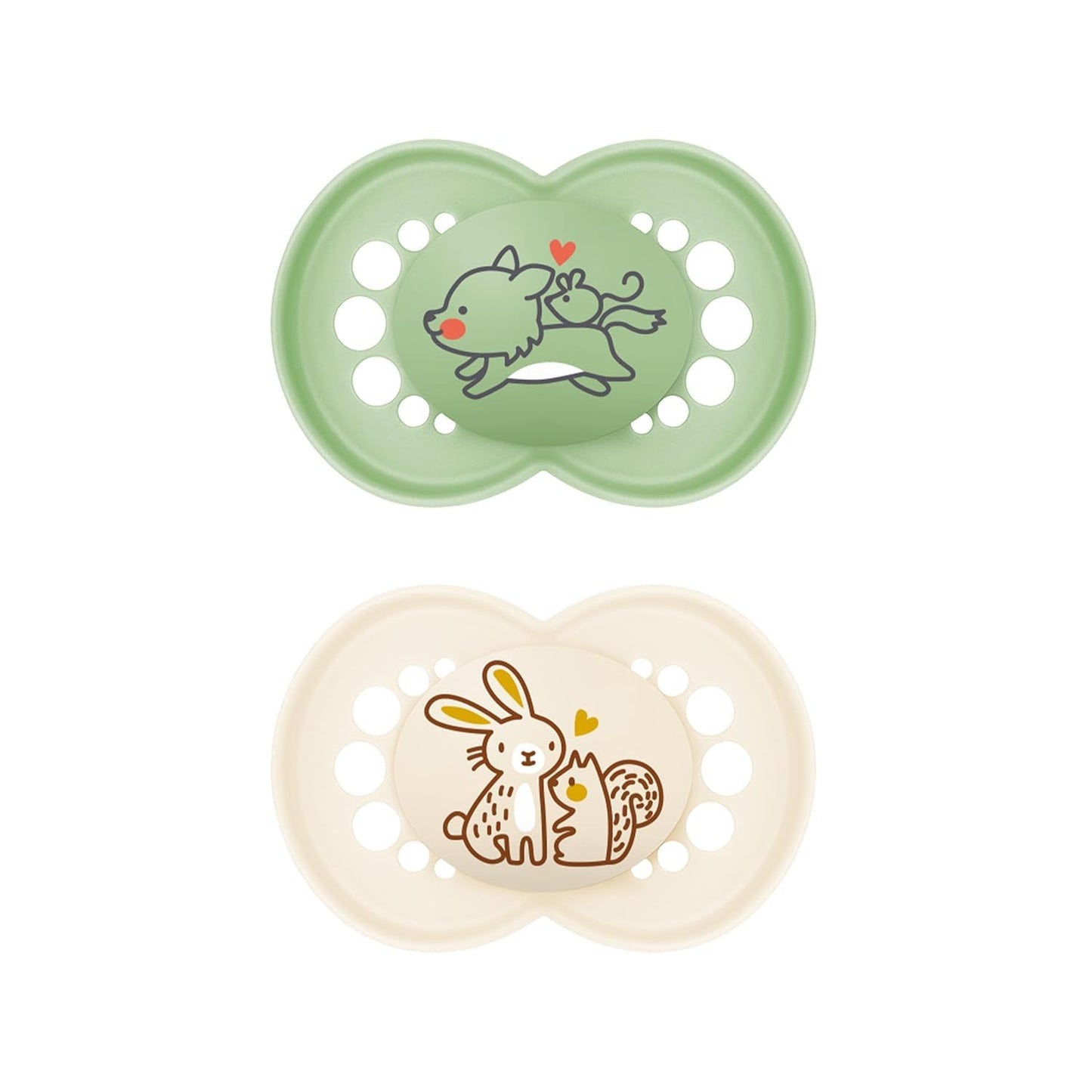MAM Original Schnuller im 2er-Set, zahnfreundlicher Baby Schnuller aus nachhaltigen & bio-erneuerbaren Materialien, Sauger aus MAM SkinSoft Silikon, mit Schnullerbox, 0-6 Monate, Hase/Reh - Meloni2