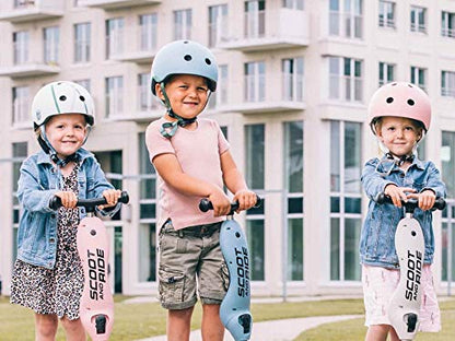 Scoot and Ride Babyhelm mit verstellbaren Trägern, Mattes Finish, Größen XXS, inklusive LED-Sicherheitslicht und weicher Fleece-Polsterung für zusätzlichen Schutz