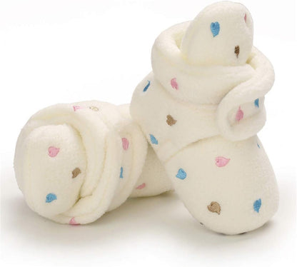 EDOTON Unisex-Baby Neugeborenes Fleece Booties, Baby Jungen Mädchen Weiche Sohlen Streifen Bootie Kleinkind Stiefel Niedlich Stiefel Socke Einstellbar