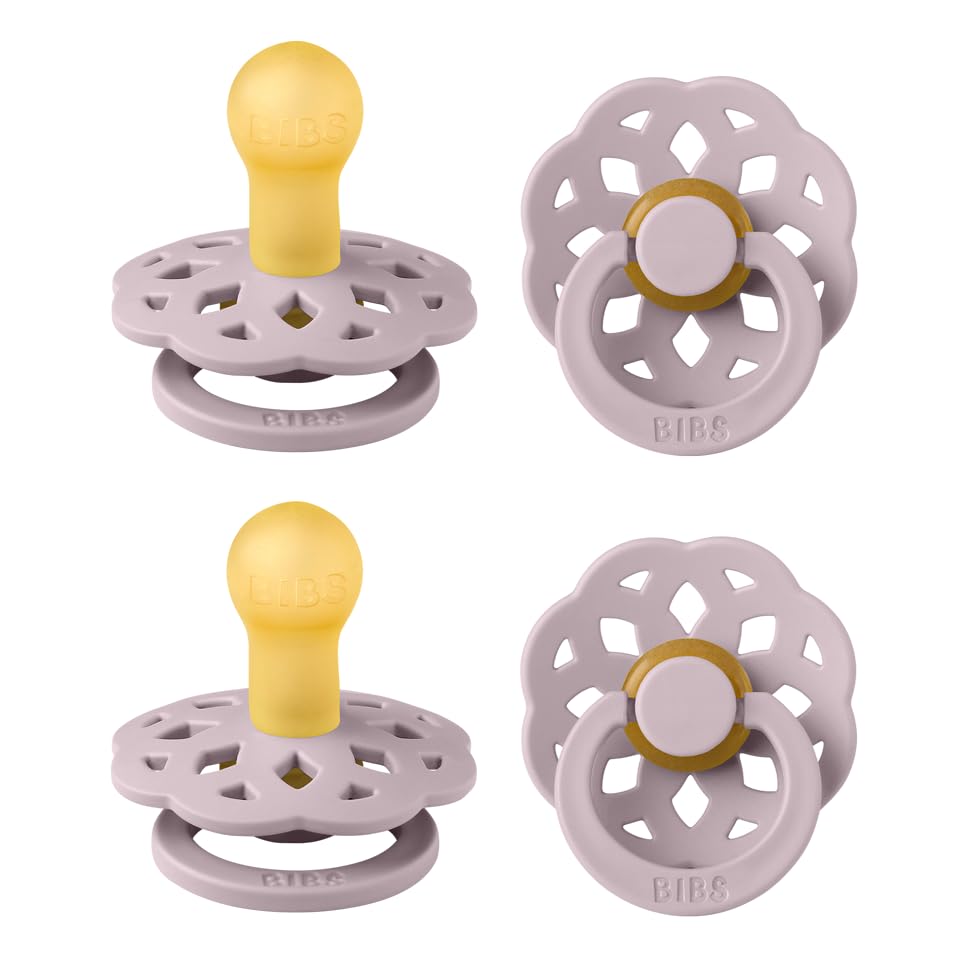 BIBS Boheme Schnuller 4er-Pack. BPA-frei, Kirschform Nippel. Naturkautschuk/Latex, Hergestellt in Dänemark. Größe 1/2, (0-6 Monate/6-18 Monate), (4er Pack), Vanilla Mix - Meloni2