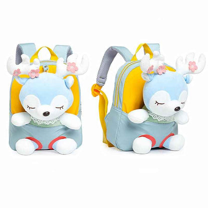 MIDSuN Small Children's Backpack, Removable Plush Doll, Nursery Backpack, Deer Nursery Backpack, Children's Bag for 2-5 Years, Nursery Boys and Girls