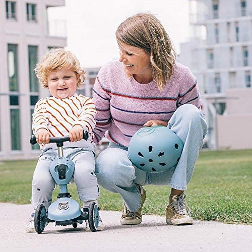 Scoot and Ride Babyhelm mit verstellbaren Trägern, Mattes Finish, Größen XXS, inklusive LED-Sicherheitslicht und weicher Fleece-Polsterung für zusätzlichen Schutz