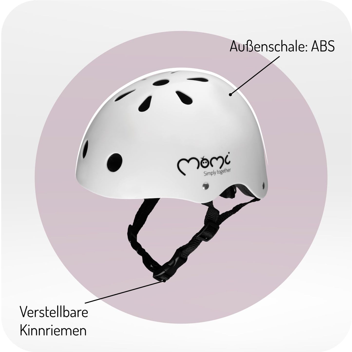 MoMi Mimi Kinderhelm verstellbar, Kopfumfang 47 – 58 cm (1-4 Jahre), stoß- und schlagfester Fahrradhelm für Kinder, 11 Lüftungsöffnungen, Schaumstoffpolsterung, Einstellbarer Kinnriemen