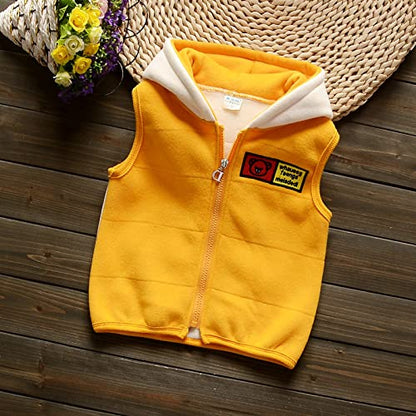 Odziezet Toddler Warm Outfit Children's Hooded Sleeveless Vest Suit Baby Winter Three Piece Outfits Child Long Sleeve Sweatshirt Trousers Sets Babies Cartoon Bear Clothing 0-4 Years