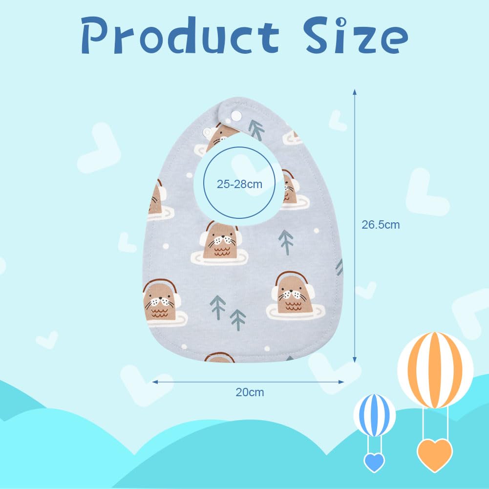 Vicloon Baby Bibs, 8 Pack Soft Absorbent and Waterproof Bibs Dribble Bibs Burp Cloths Baby with Snap Fastener for Baby Boys and Girls Toddlers 