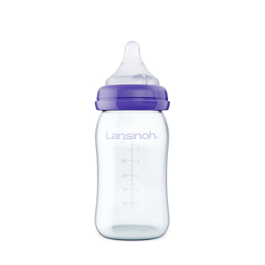 Lansinoh Glas Babyflasche mit NaturalWave Sauger Gr. S, 160 ml