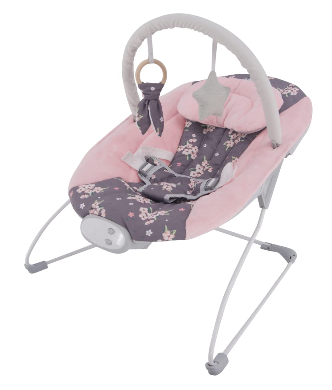Ladida Babywippe mit beruhigenden Vibrationen, Musikmelodien, maschinenwaschbarem Sitzpolster, rutschfesten Füßen und abnehmbarem Spielzeugbügel mit 2 schönen Spielzeugen 148