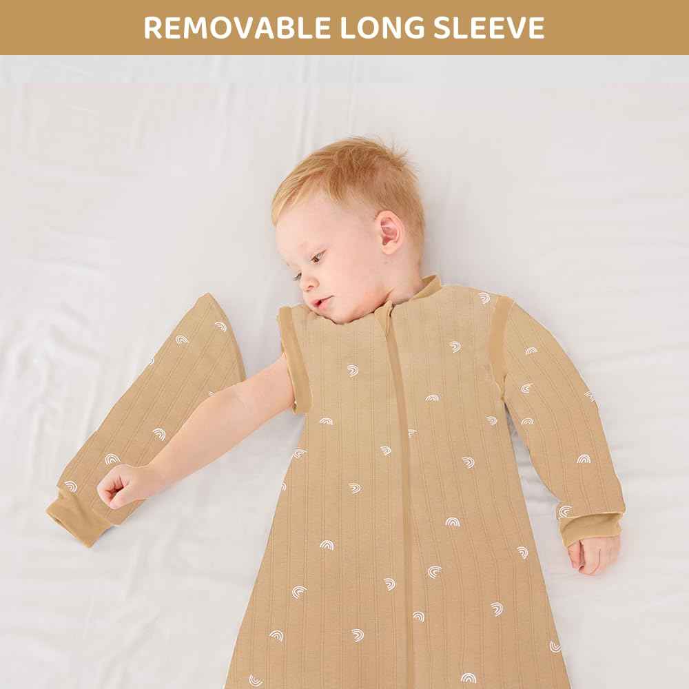 amo nenes Baby Sleeping Bag 2.5 TOG, Baby Autumn Winter Long Sleeve Sleeping Bag, 100% Cotton, Removable Sleeves, Length 72 cm, 0-6 Months (Blue)