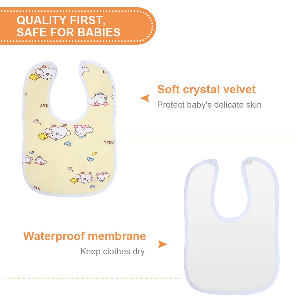 Vicloon Baby Bibs, 10 Pack Soft Absorbent and Waterproof Bibs Dribble Bibs Burp Cloths Baby with Snap Fastener for Baby Boys and Girls Toddlers 