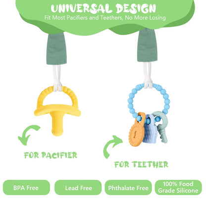 Vicloon Schnullerkette Baumwolle,3 Stück Schnullerkette Baby for Mädchen und Jungs,Baby Schnullerkette Clip Geschenk zum Baby -Bär