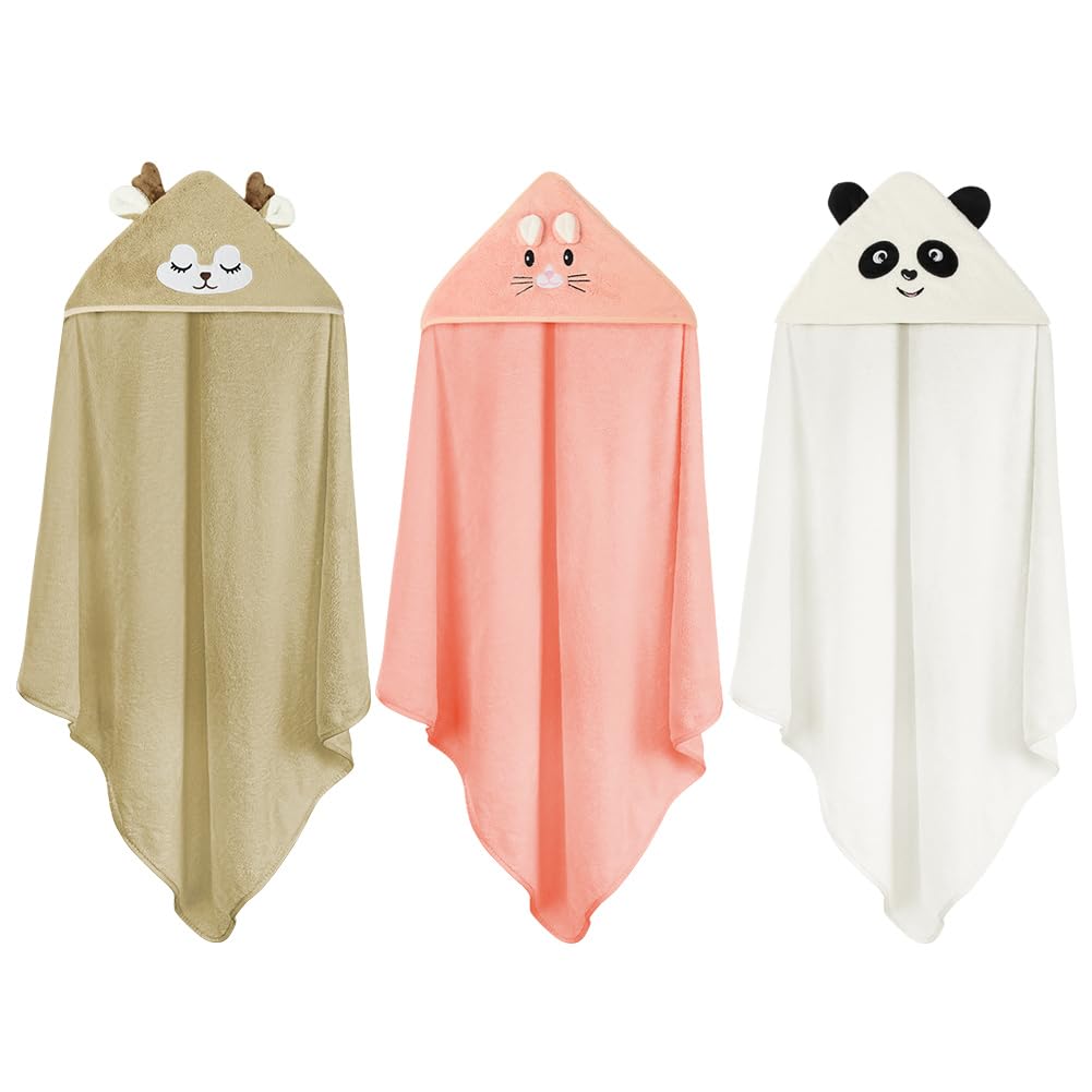 Aolso Hooded Towel Baby, 80 x 80 cm Baby Towel Hood, Baby Wash Cloth, Coral Fleece Baby Towel with Hood for Newborns, Soft and Super Absorbent, Unisex (Grey Elephant)