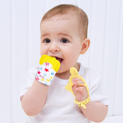 Vicloon Baby Beißhandschuhe mit Beißring Spielzeug, Weicher Beissring Baby,BPA Frei,Beruhigen Sie wundes Zahnfleisch,Handschuhe Beißring Spielzeug für 0-6 Monate Baby-Blau