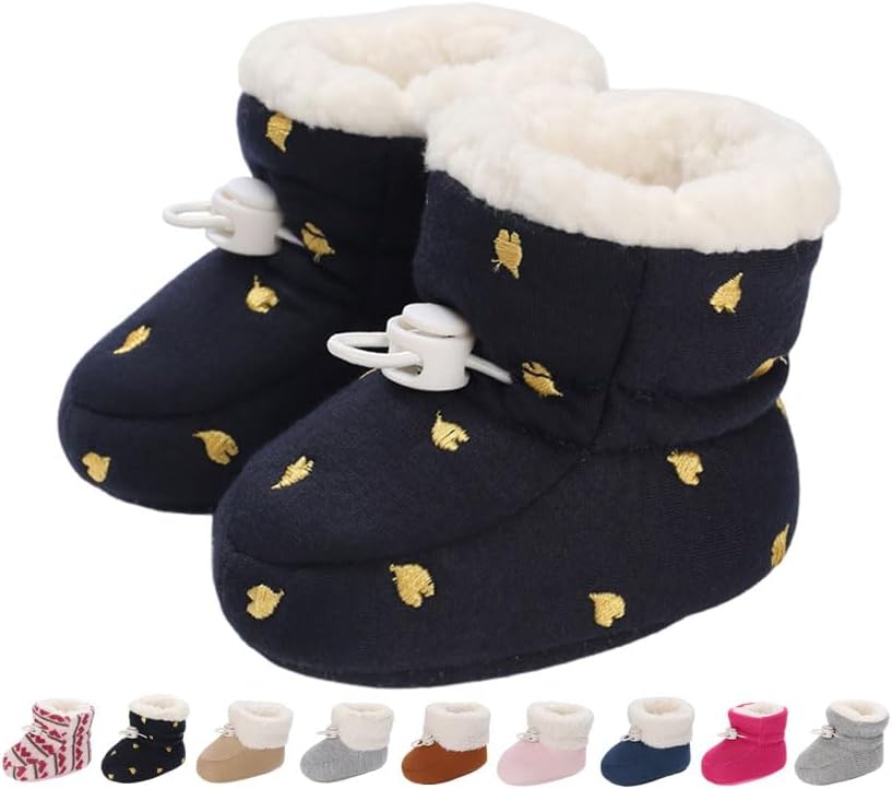 Baby Winter Shoes Warm Baby Shoes Winter Non-Slip Adjustable Newborn Snow Shoes First Walking Shoes Lined Thermal Fleece Crawling Shoes Slippers Winter Boots 0-18 Months 