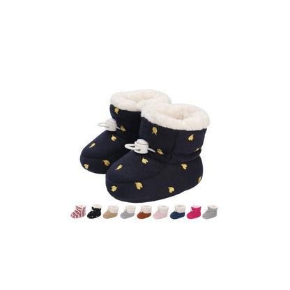 Baby Winter Shoes Warm Baby Shoes Winter Non-Slip Adjustable Newborn Snow Shoes First Walking Shoes Lined Thermal Fleece Crawling Shoes Slippers Winter Boots 0-18 Months