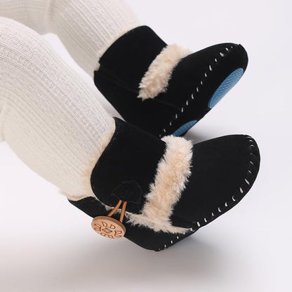 Baby Winter Warm Snow Boots Newborn Baby Girls Boys Soft Sole Buttons Fleece Boots Infant Toddler First Walker Shoes