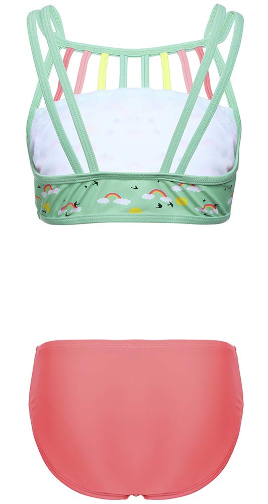 DUSISHIDAN Bikini Kinder Mädchen Zweiteiliger Bademode Süß Badeanzug Zurück überqueren Sommer Swimsuit 110-176