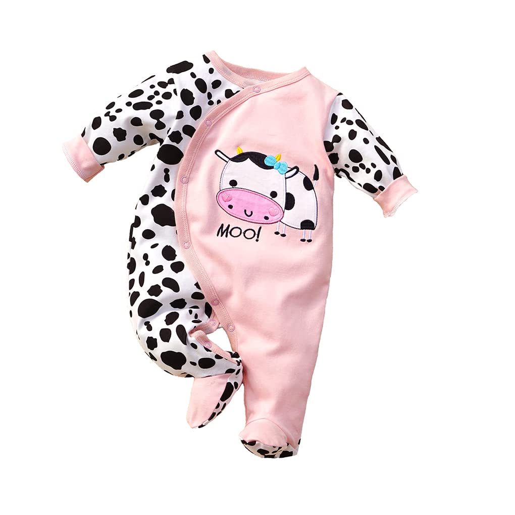 KIDDLETOWN Baby Pyjamas Newborn Baby Girls 0-3 Months Organic Cotton Long Sleeve Popper Frog Cartoon