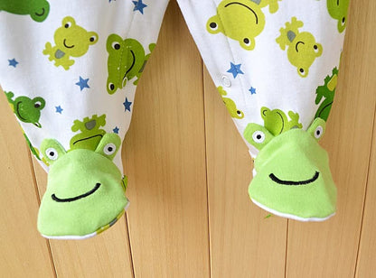 KIDDLETOWN Baby Pyjamas Newborn Baby Girls 0-3 Months Organic Cotton Long Sleeve Popper Frog Cartoon