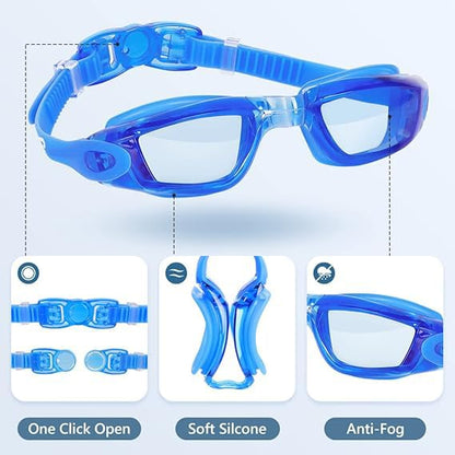 faliring Schwimmbrille Kinder, 2 Stück taucherbrille kinder Junior 3-15 Jahre, Gläsern Wassersport Schwimmbrillen Swimming Goggles Geschenke für Mädchen Jungen