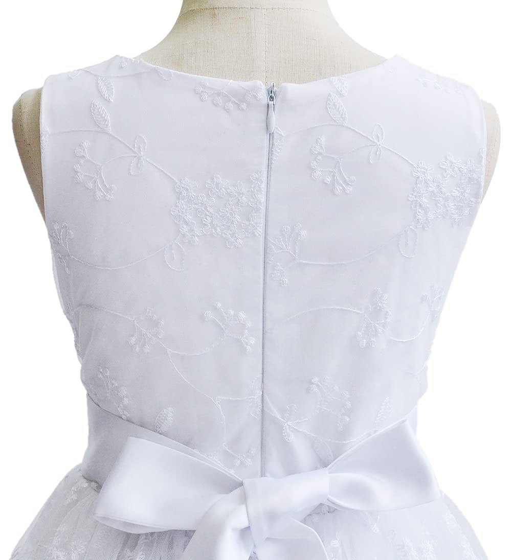 TYHTYM Blumenmädchen Kleid, Festzug, Hochzeit, Spitzenkleid, Abschlussballkleid, Mädchen, Partykleid, Flattern Ärmel, Weiß