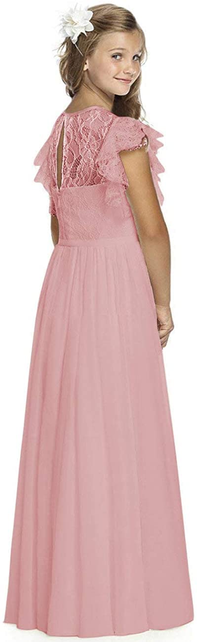 TYHTYM Blumenmädchen Kleid, Festzug, Hochzeit, Spitzenkleid, Abschlussballkleid, Mädchen, Partykleid, Flattern Ärmel, Weiß