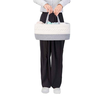 Baby Nappy Caddy Organiser, Multifunctional Storage Box for Nappies, with Interchangeable Compartments, 100% Cotton Linen, Portable Storage Basket for Nappies, Baby Shower Gift
