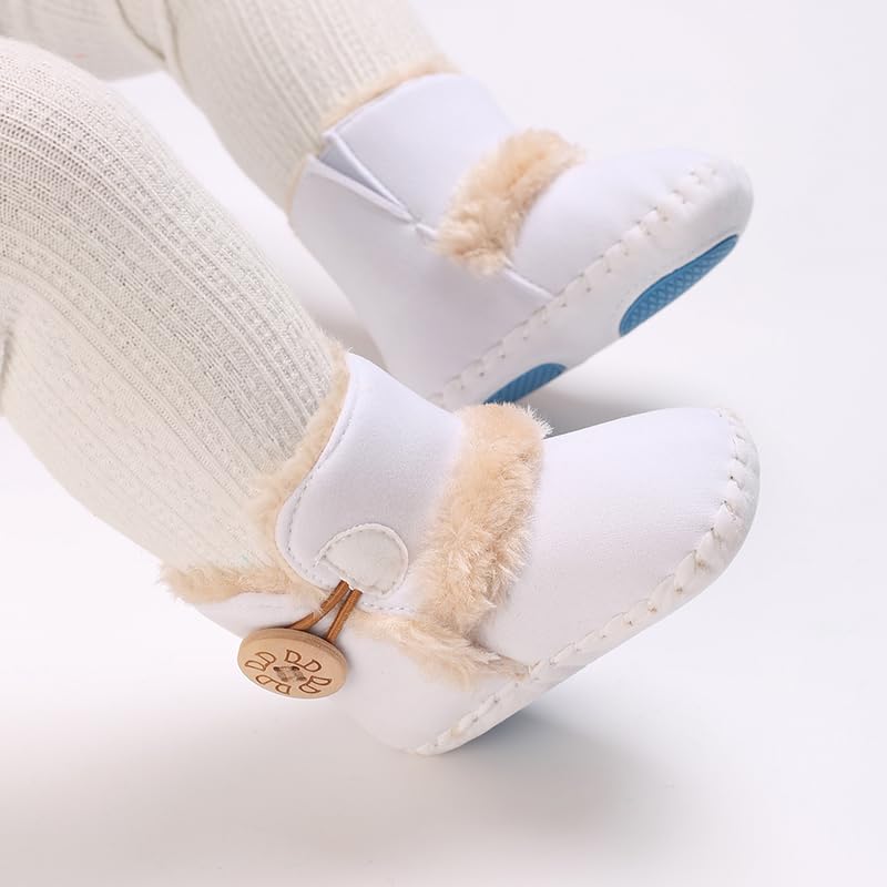 Baby Winter Warm Snow Boots Newborn Baby Girls Boys Soft Sole Buttons Fleece Boots Infant Toddler First Walker Shoes