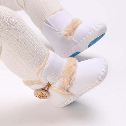 Baby Winter Warm Snow Boots Newborn Baby Girls Boys Soft Sole Buttons Fleece Boots Infant Toddler First Walker Shoes