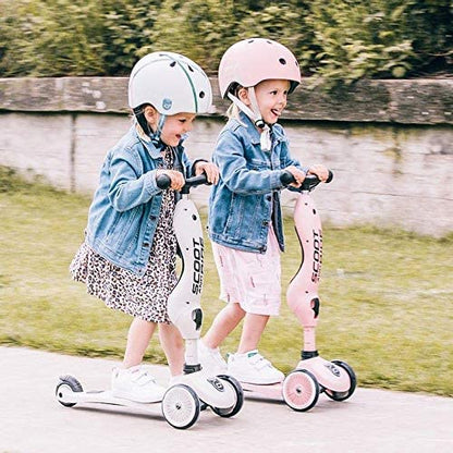 Scoot and Ride Babyhelm mit verstellbaren Trägern, Mattes Finish, Größen XXS, inklusive LED-Sicherheitslicht und weicher Fleece-Polsterung für zusätzlichen Schutz