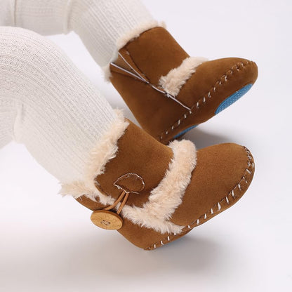 Baby Winter Warm Snow Boots Newborn Baby Girls Boys Soft Sole Buttons Fleece Boots Infant Toddler First Walker Shoes